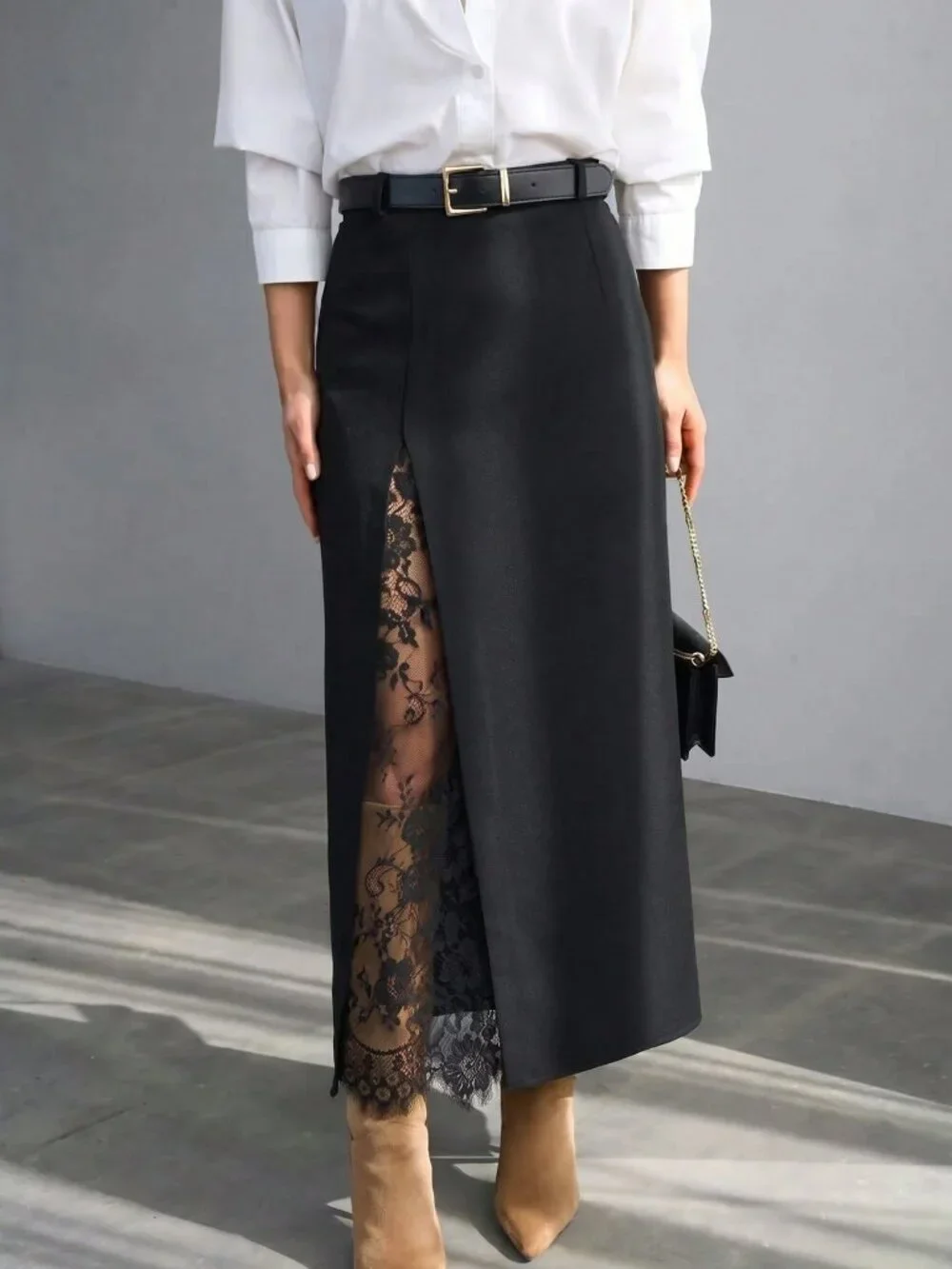 Black Casual Women's Mid-Length Skirt